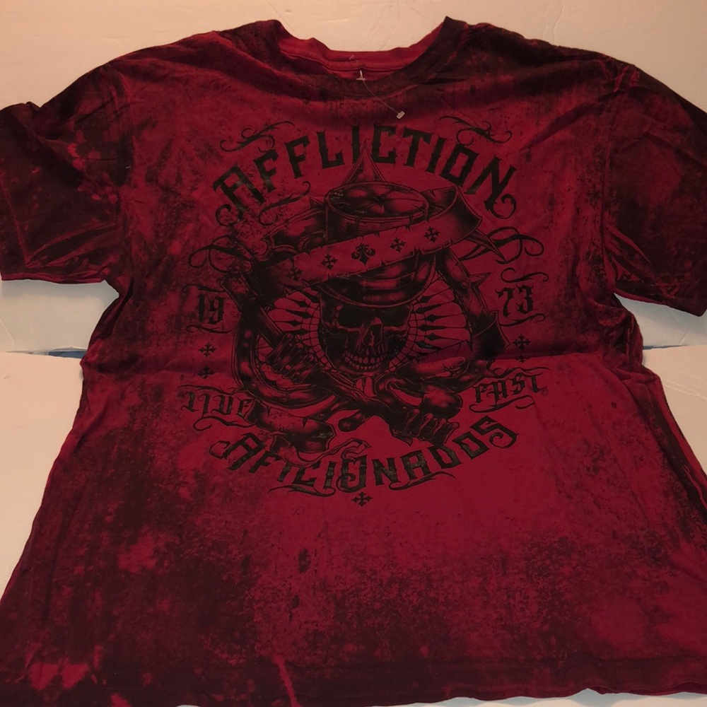 Affliction Men’s Crew Neck Graphic T-Shirt In Red Sz XLarge NWOT